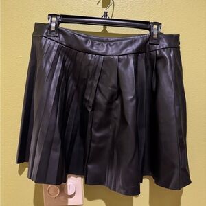 Zara Black Faux Leather Skater Skirt